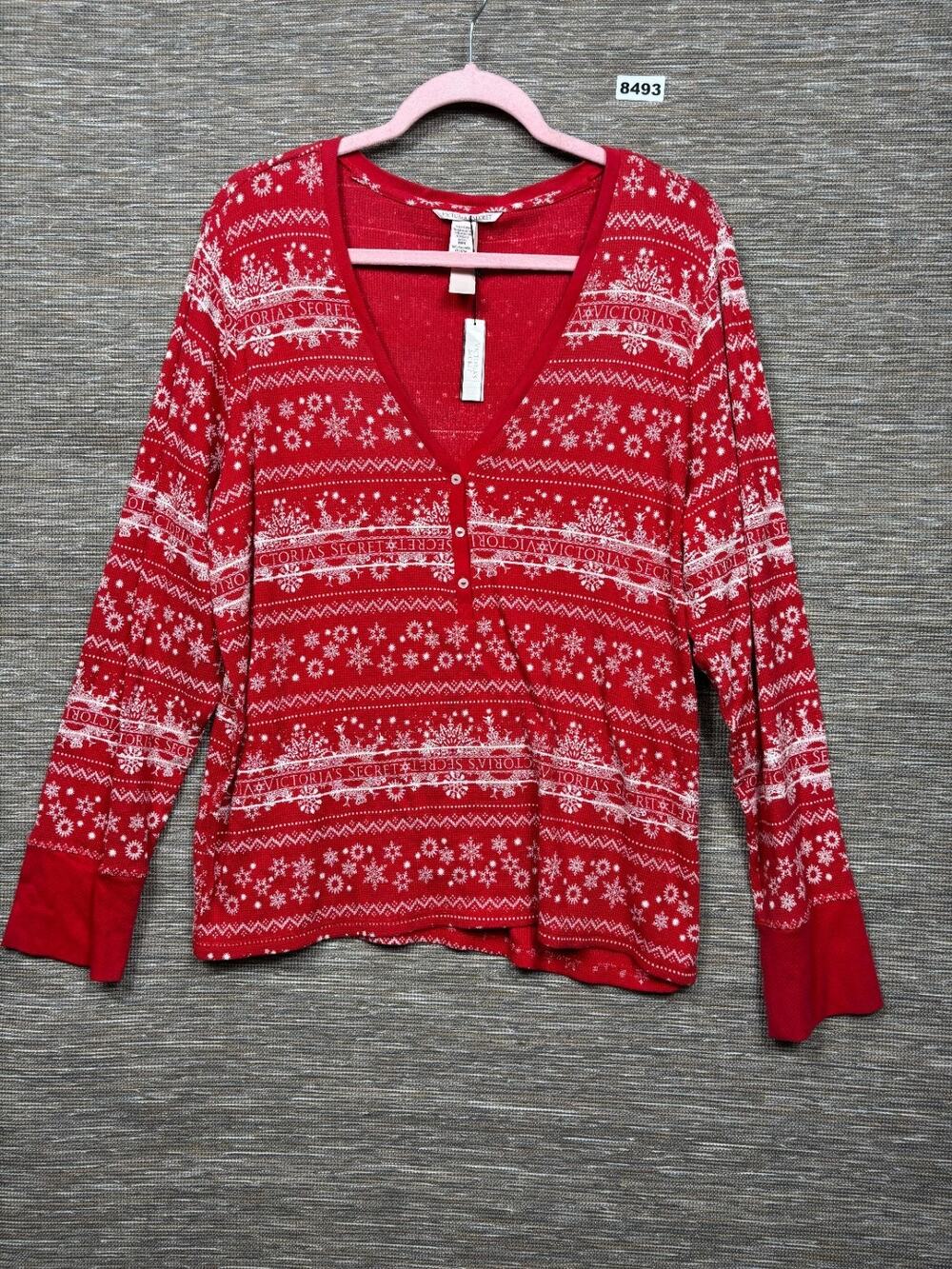 Victoria's Secret Women’s Red Christmas Snowflake Button Up Sweater Size XXL